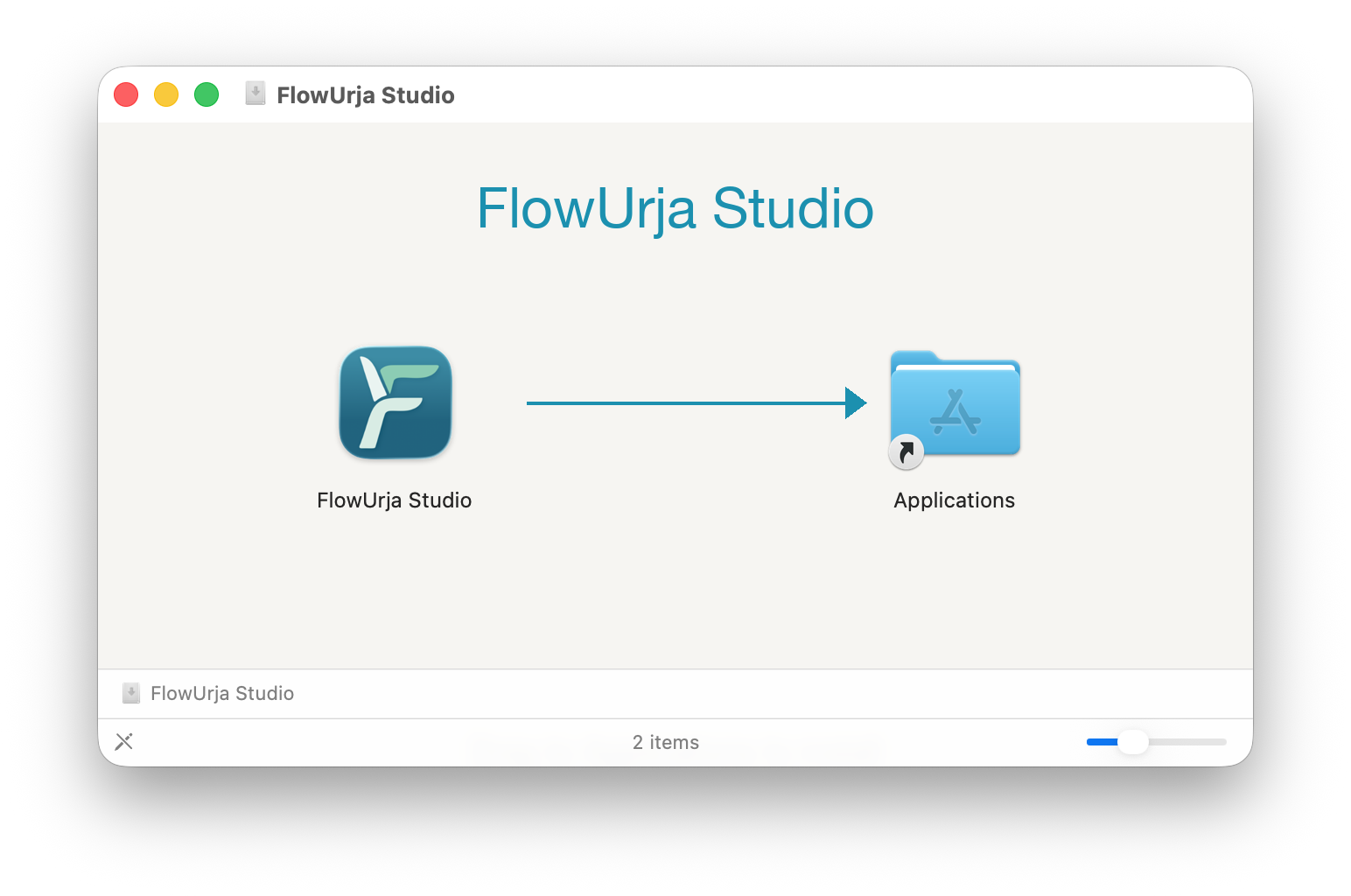 macOS DMG installer — drag FlowUrja Studio to Applications